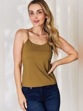 Basic Bae Full Size Round Neck Slim Cami Plus Size- By Just Jen Boutique
